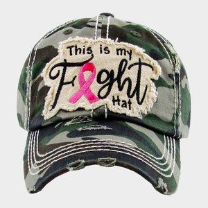 THIS IS MY FIGHT Distressed Denim Baseball Cap/Cancer Awareness Hat